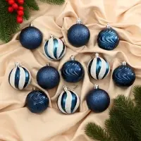 Ёлочные игрушки &laquo;Мелодия&raquo;, d=6 см, набор 12 шт., полосы, бело-синий