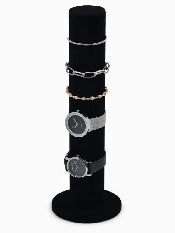 Подставка для часов, браслетов, цепочек &laquo;Тубус&raquo;, флок, 10.5&times;10.5&times;31 см, d=5 см, цвет чёрный