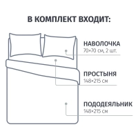 Постельное белье 1,5сп Перкаль (нав.70х70-2шт) Romance, 929378