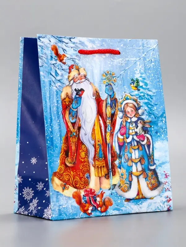 Пакет подарочный новогодний ламинированный, «Дед Мороз и Снегурочка» , 18×10×22.3 см Пакет подарочный новогодний ламинированный, «Дед Мороз и Снегурочка» , 18×10×22.3 см