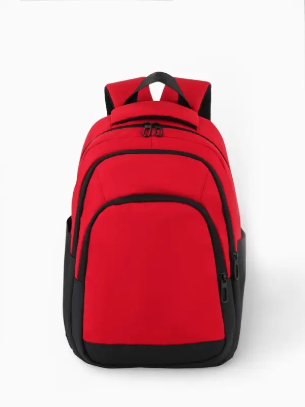 Рюкзак, 27*14*38,5 см, 2 отд 3н/карм, Комби, Водонепрон. дно, красный/черн