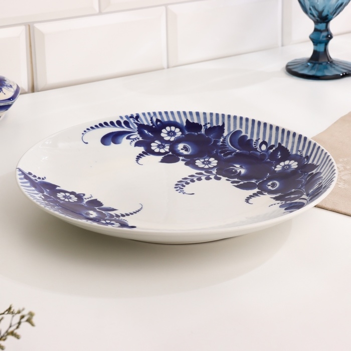 Тарелка Тарелка "Романс букет", д-270мм, нео гжель