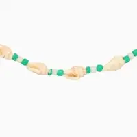 Браслет на ногу, анклет, длина 20 см, белый, зелёный Браслет на ногу, анклет, длина 20 см, белый, зелёный