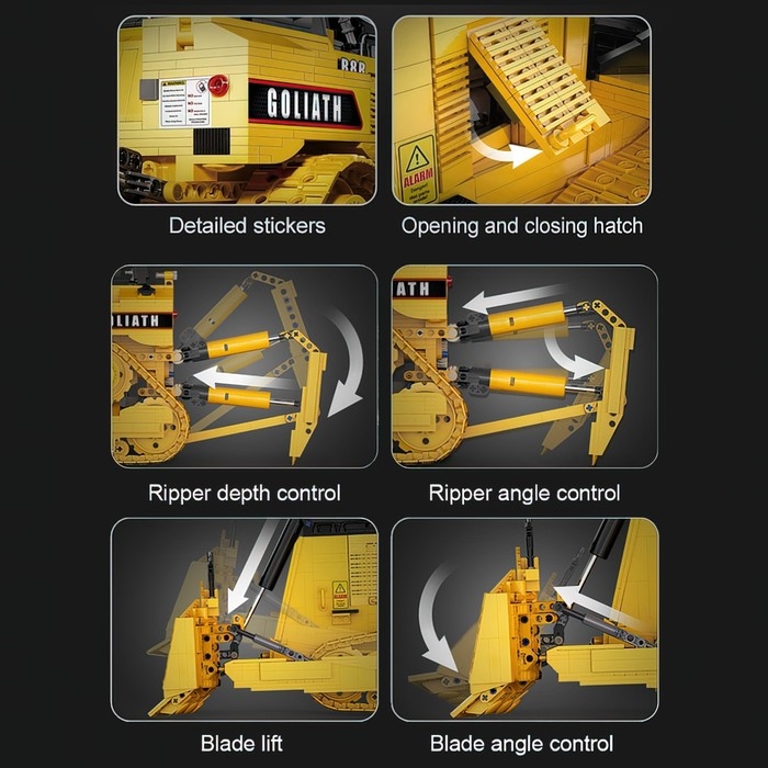 Конструктор радиоуправляемый «Строительный бульдозер», 2826 деталей, масштаб 1:17 Конструктор радиоуправляемый «Строительный бульдозер», 2826 деталей, масштаб 1:17