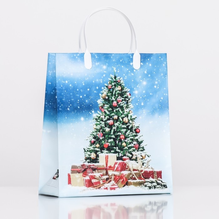Новый год. Пакет  Новый год. Пакет "Ёлочка в снегу", мягкий пластик, 26х23 см.