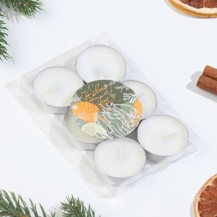 Набор свечей чайных ароматических, 6 шт, ваниль, Новый год Набор свечей чайных ароматических, 6 шт, ваниль, Новый год