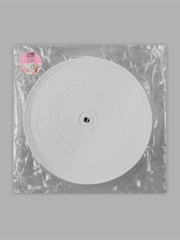 Резинка вязанная 60мм 40±2м белый АУ Резинка вязанная 60мм 40±2м белый АУ