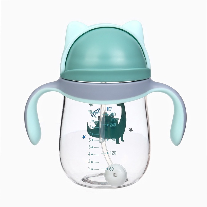 Поильник детский M&B «Котик» с трубочкой, от 9 мес., 280 мл., цвет серо-голубой Поильник детский M&B «Котик» с трубочкой, от 9 мес., 280 мл., цвет серо-голубой