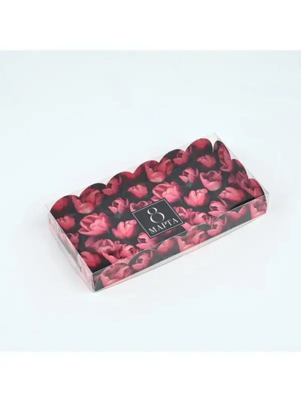 Коробка для кондитерских изделий с пластиковой крышкой &laquo;8 Марта&raquo;, 10.5&times;21&times;3 см