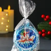 Свеча новогодняя "Дед Мороз и три коня" синий 7,2х3,8х8,5 см