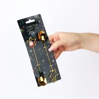Ложки с подвесами &laquo;Счастья в Новом году!&raquo;, подарочный набор 2 шт., 15.8&times;2.5 см