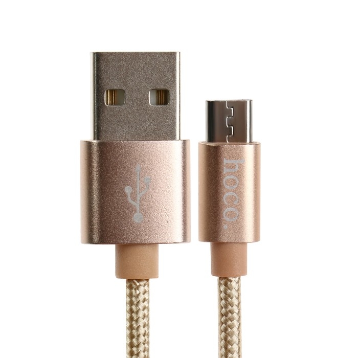 Кабель Hoco X2, Micro USB - USB, 2.4 А, 1 м, текстиль, золотистый