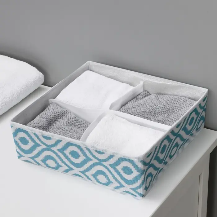 Органайзер для хранения белья Доляна &laquo;Лагуна&raquo;, 4 ячейки, 29&times;29&times;10 см, бирюзовый