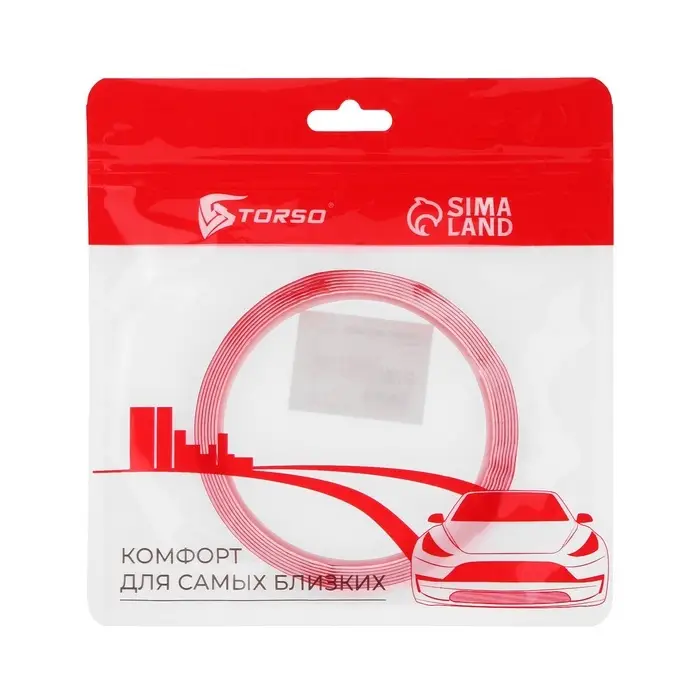 Клейкая лента TORSO, прозрачная, двусторонняя, акриловая, 4 мм x 2 м Клейкая лента TORSO, прозрачная, двусторонняя, акриловая, 4 мм x 2 м