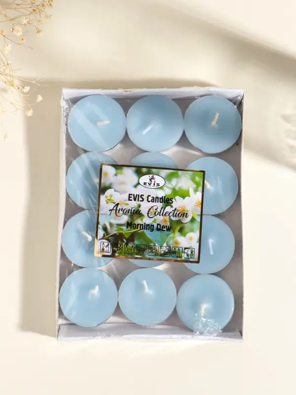 Набор свечей ароматических чайных 12 шт., d=37 мм, 15 г, 4 ч. горения, утренняя роса