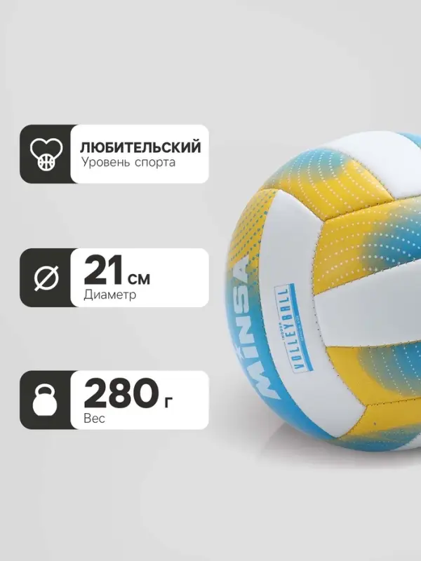 Волейбольный мяч MINSA, машинная сшивка, 18 панелей, р. 5, PVC