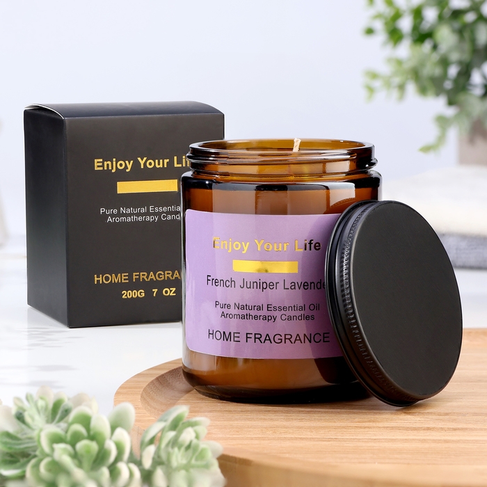 Свеча ароматическая в банке  Свеча ароматическая в банке "Лаванда", 7х9 см