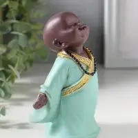 Сувенир полистоун "Маленький Будда в бирюзовом одеянии - счастье" 7х8,5х12,5 см