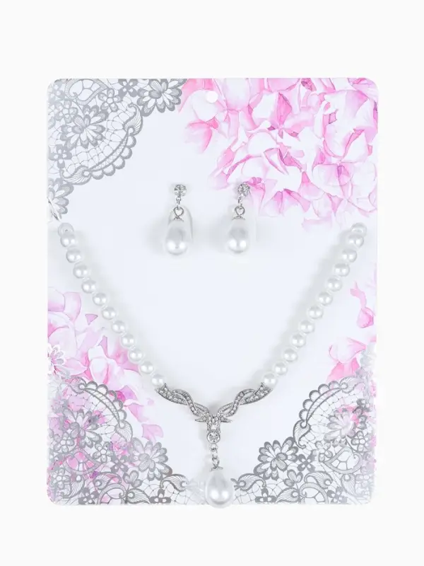 Набор 2 предмета: серьги, колье &laquo;Вернисаж&raquo;, жемчужная капля, белый в серебре, 45 см