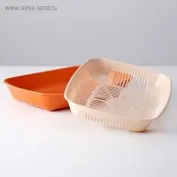 Туалет округлый с сеткой 33.5&times;25&times;6 см, бежево-коричневый