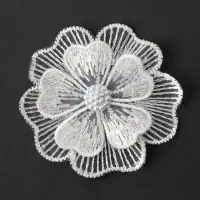 Аппликация для одежды &laquo;Цветок&raquo; текстильная, d=6 см, 10 шт., белая