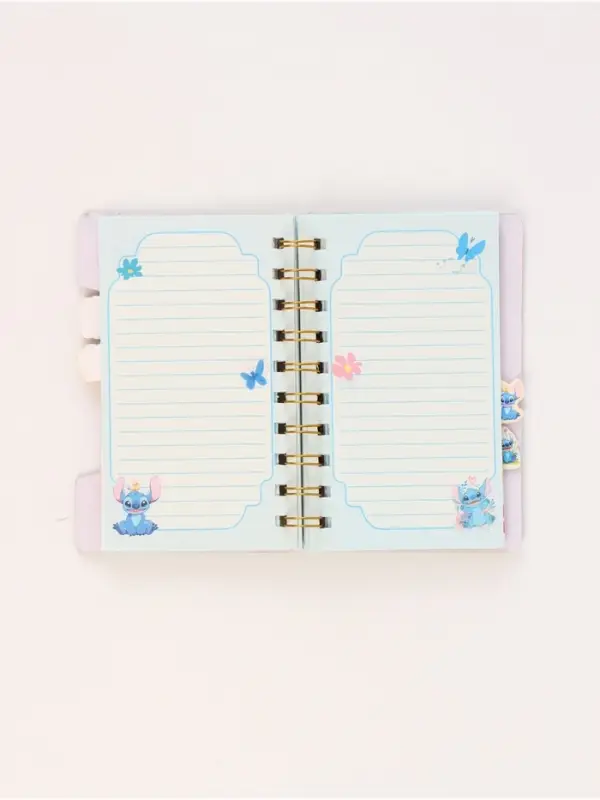 Блокнот с разделителями А6, 65 л ручка с кристаллами и стикеры-наклейки Стич 3 Блокнот с разделителями А6, 65 л ручка с кристаллами и стикеры-наклейки Стич 3