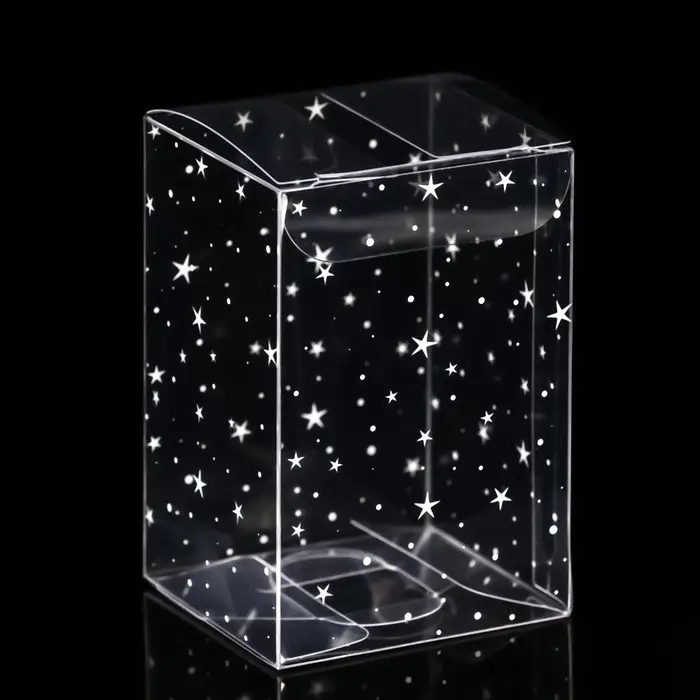 Складная прозрачная коробка из PVC, для упаковки подарков, «Звёздный горошек», 4.5×5×7.5 см Складная прозрачная коробка из PVC, для упаковки подарков, «Звёздный горошек», 4.5×5×7.5 см