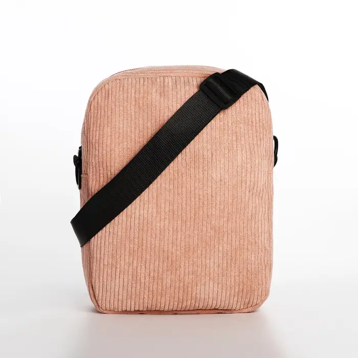 Сумка молодёжная на молнии, с наружным карманом, 17&times;6&times;14 см, розовая