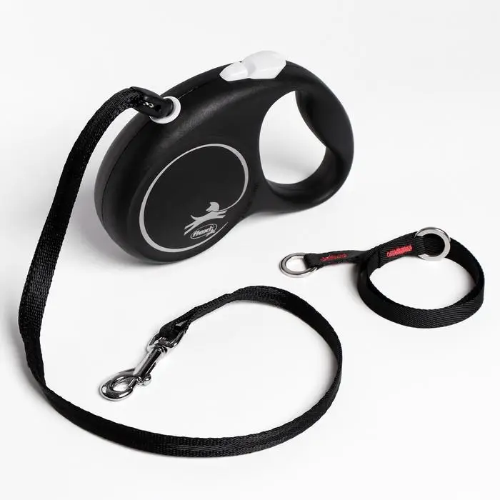 Рулетка Flexi Black Design S (до 12 кг) 5 м трос, чёрный/серебро