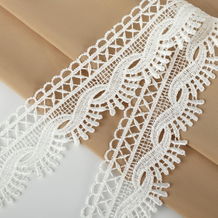 Кружево гипюровое, 42 мм × 11 ± 1 м, цвет айвори Кружево гипюровое, 42 мм × 11 ± 1 м, цвет айвори