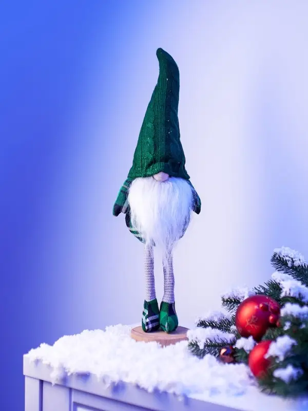 Фигура текстиль «Гном в зелёном» 54 см, 1 LED, от батареек AG13×3, свечение тёплое белое