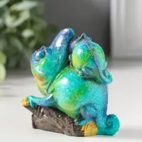 Сувенир полистоун лак "Хамелеон с детёнышем на спине" сине-зелёный 8,5х5,2х8,5 см