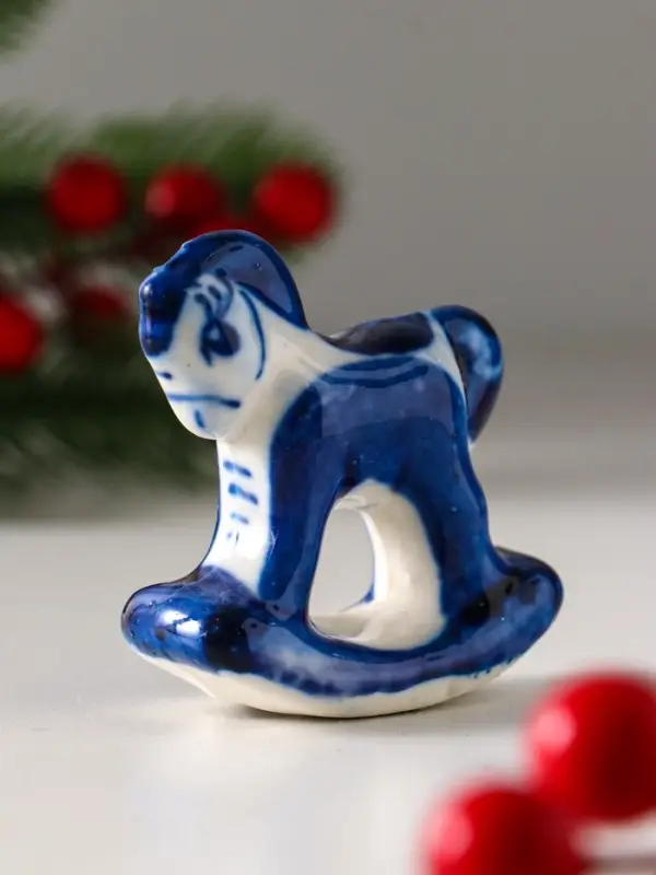 Сувенир  Сувенир "Конь-качалка", 5х5 см, гжель