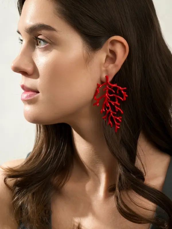 Серьги &laquo;Кораллы&raquo;, красные в золоте