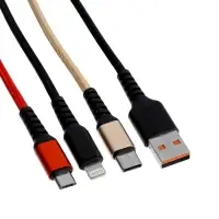Кабель D02E, 3 в 1, Type-C-microUSB-Lightning, 1.2 м, зарядка+передача данных, чёрный Кабель D02E, 3 в 1, Type-C-microUSB-Lightning, 1.2 м, зарядка+передача данных, чёрный