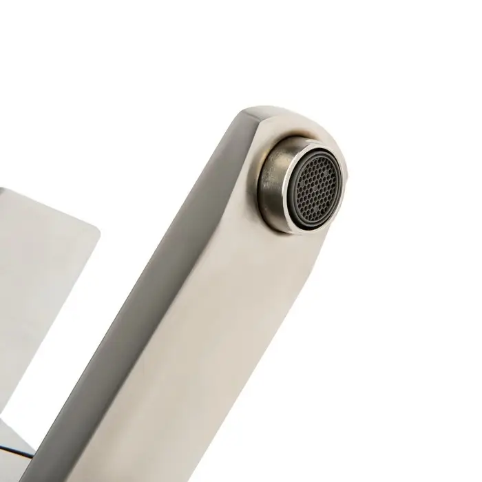 Смеситель для раковины ZEIN Z2942, картридж 40 мм, короткий излив, нерж сталь, сатин