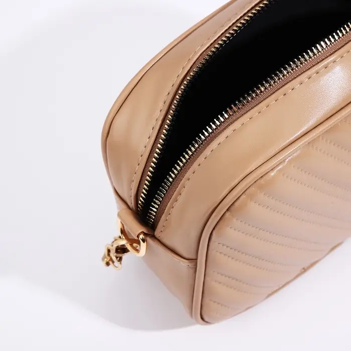 Сумка кросс-боди женская, 21&times;7&times;14 см, на молнии, бежевая