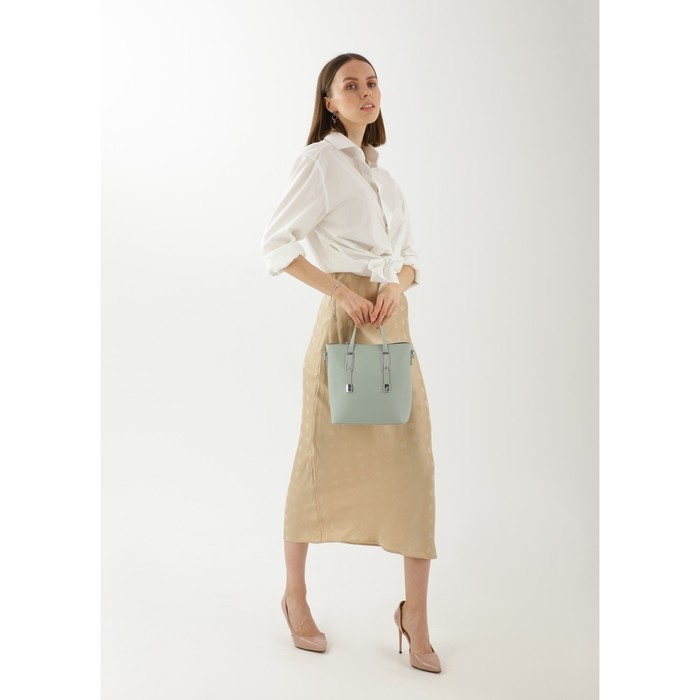 Сумка женская тоут на молнии, цвет голубой