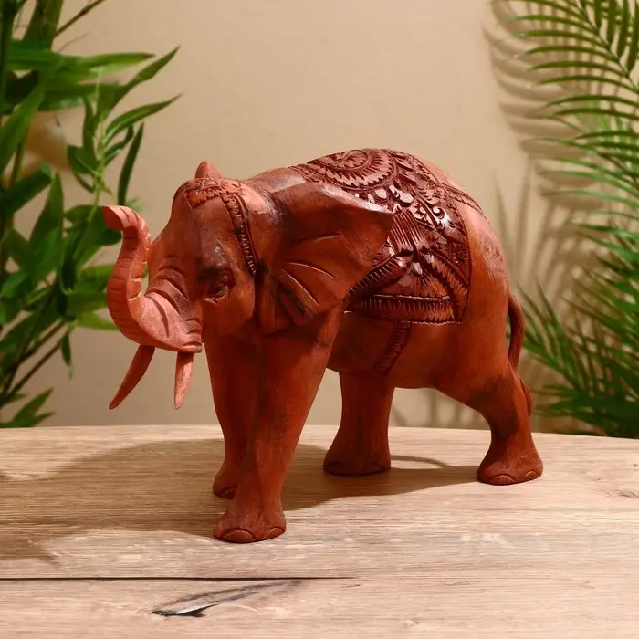 Сувенир дерево "Слон" резной коричневый цвет 20х30х12 см