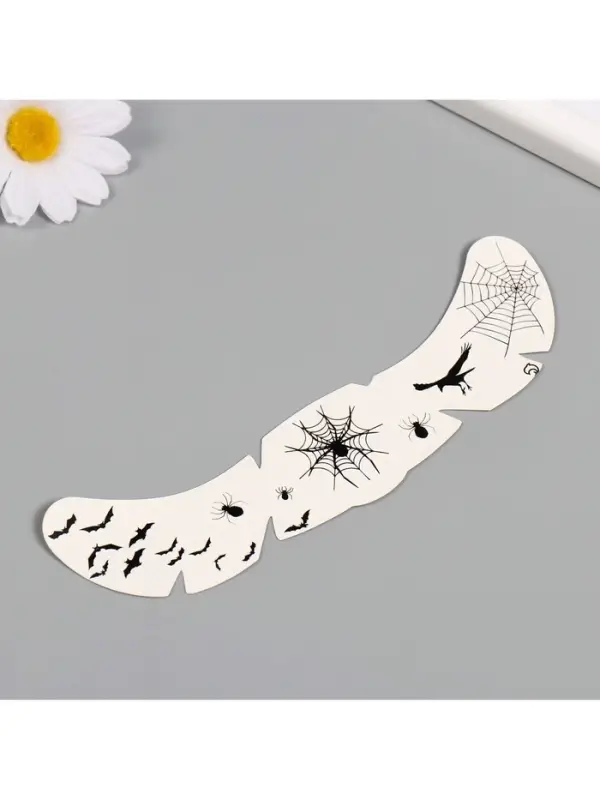 Переводная тату на тело чёрная «Веснушки. Летучие мыши, пауки и ворон», 16×5 см