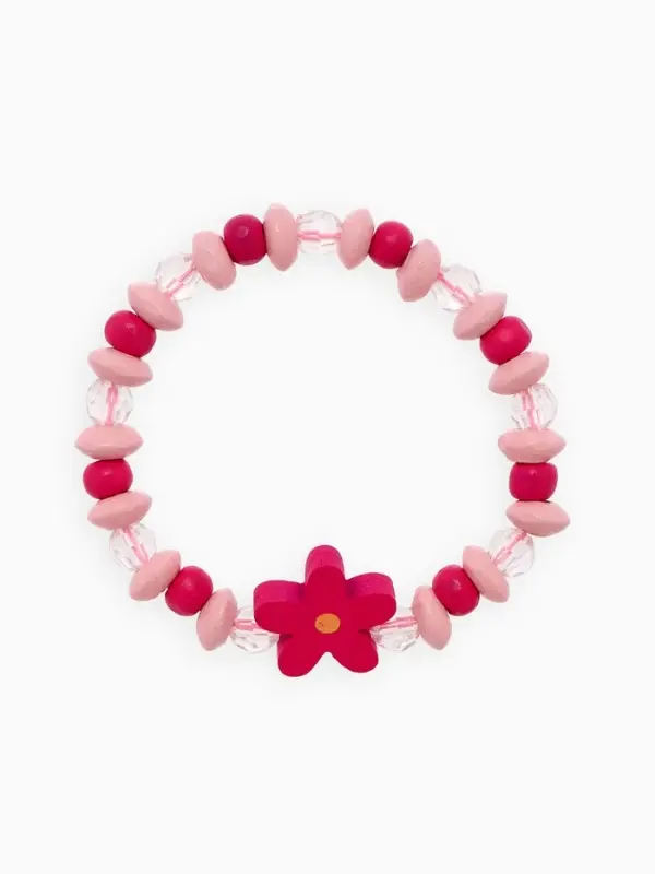 Набор детских украшений Выбражулька &laquo;Цветочки&raquo;, 2 предмета: бусы, браслет d=6 см розовый