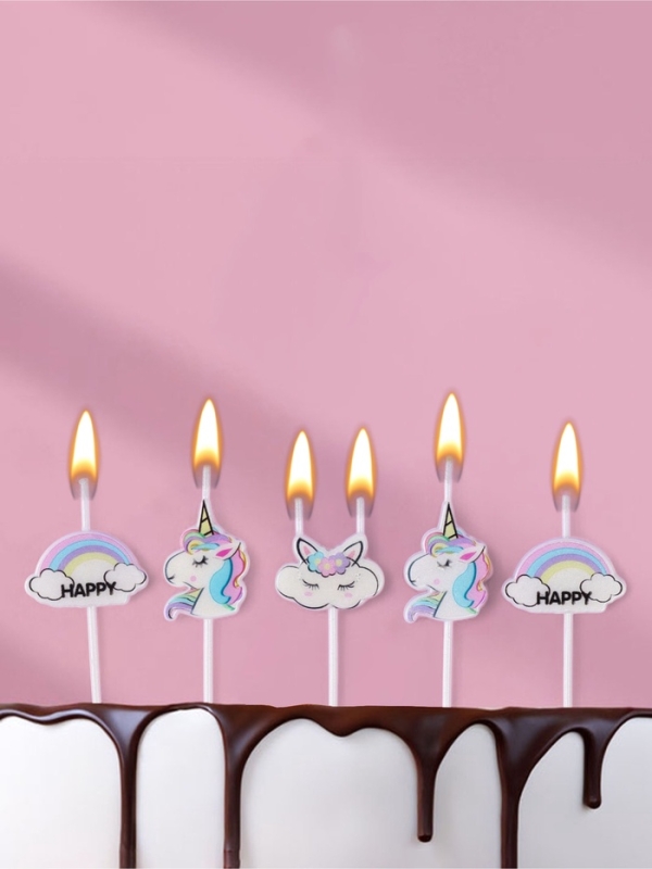 Набор свечей для торта, 5 шт  Набор свечей для торта, 5 шт "Единороги и облака", белые