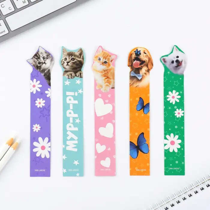 Набор картонных фигурных закладок, 5 шт. «8 марта: Звери» Набор картонных фигурных закладок, 5 шт. «8 марта: Звери»