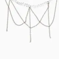 Колье &laquo;Дуга и водопад&raquo;, L=30 см, белое в серебре