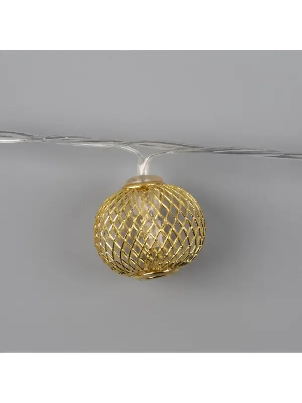 Гирлянда &laquo;Нить&raquo; 4 м с насадками &laquo;Шарик сетка&raquo;, IP20, прозрачная нить, 20 LED, свечение тёплое белое, 8 режимов, 220 В