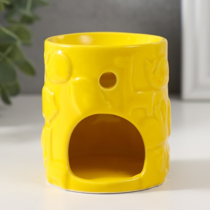 Аромалампа керамика  Аромалампа керамика "Зверята" жёлтая 6,7х6,7х7,5 см