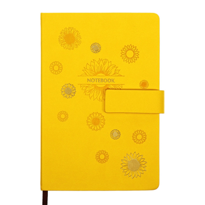 Ежедневник недатированный, А5, 140л, клетка, обл.кожзам, с хлястиком, Цветы, желтый Ежедневник недатированный, А5, 140л, клетка, обл.кожзам, с хлястиком, Цветы, желтый