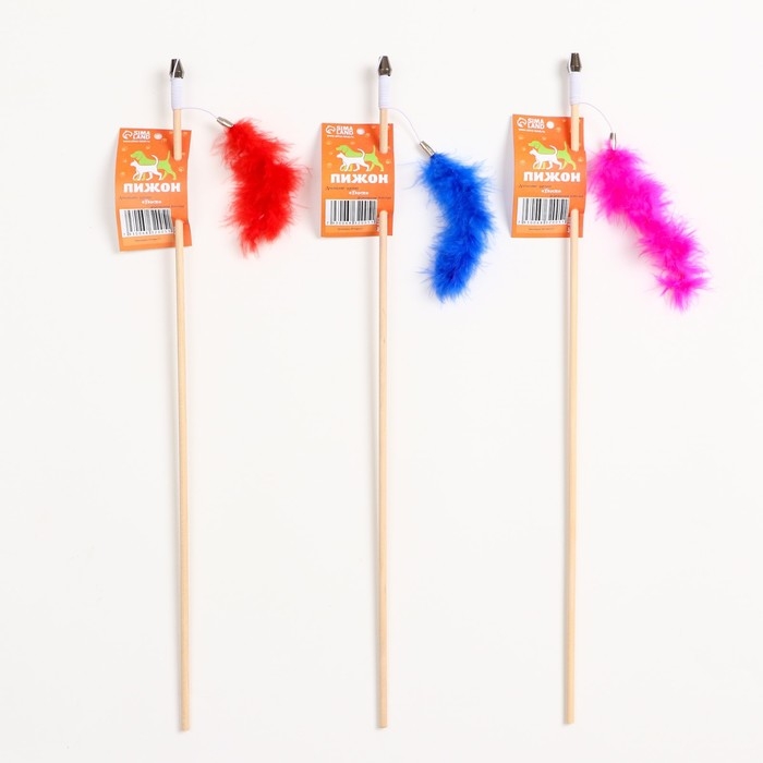 Дразнилка - удочка  Дразнилка - удочка "Хвост" на деревянной палочке, микс цветов
