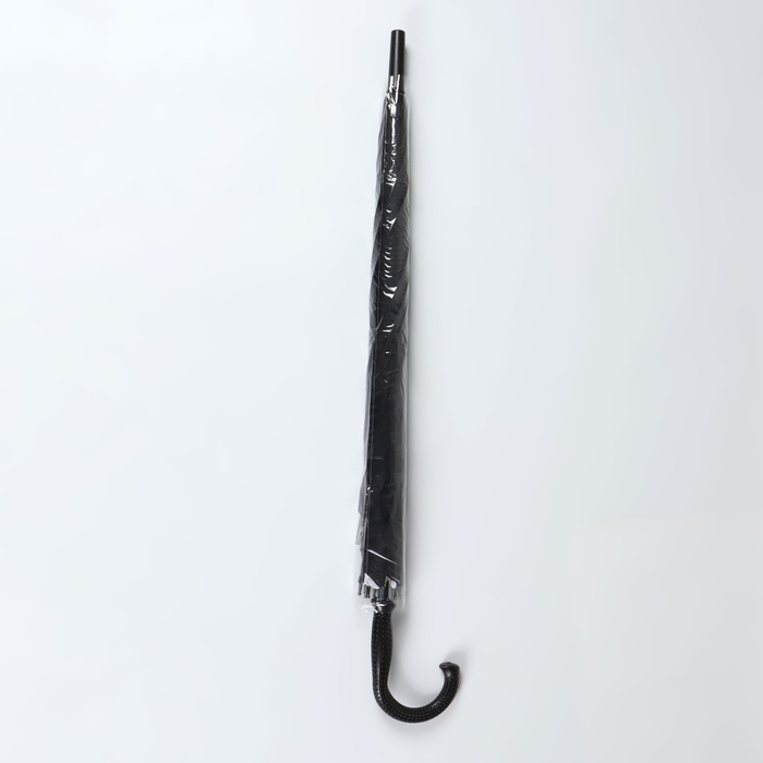 Зонт - трость полуавтоматический &laquo;Однотонный&raquo;, двухслойный, 16 спиц, R = 52/60 см, D = 120 см, цвет черно-белый