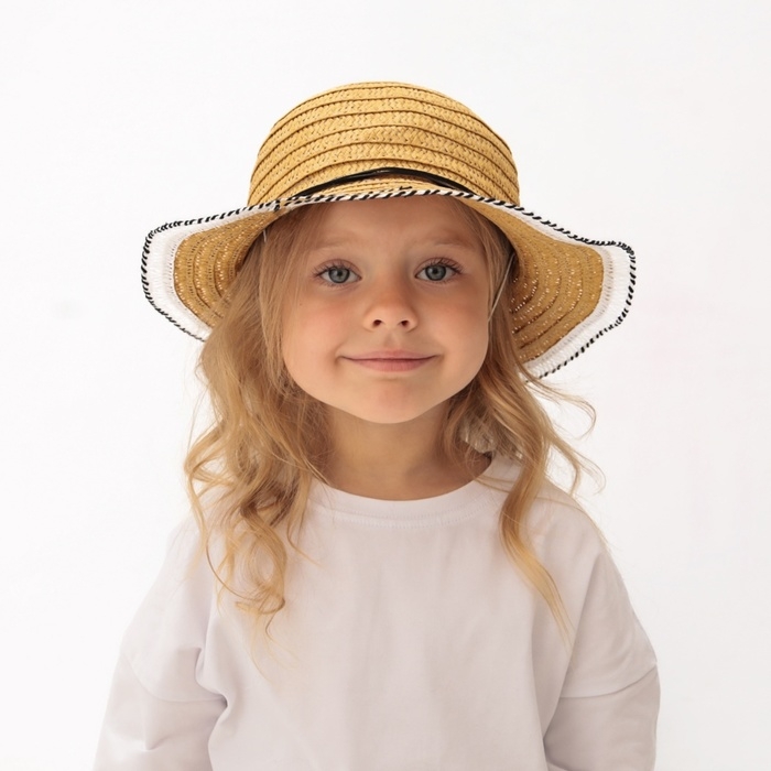 Шляпа для девочки MINAKU Шляпа для девочки MINAKU "Куколка", размер 50, цвет бежевый